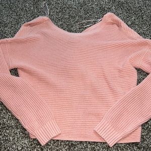Hollister cropped pink sweater reversible